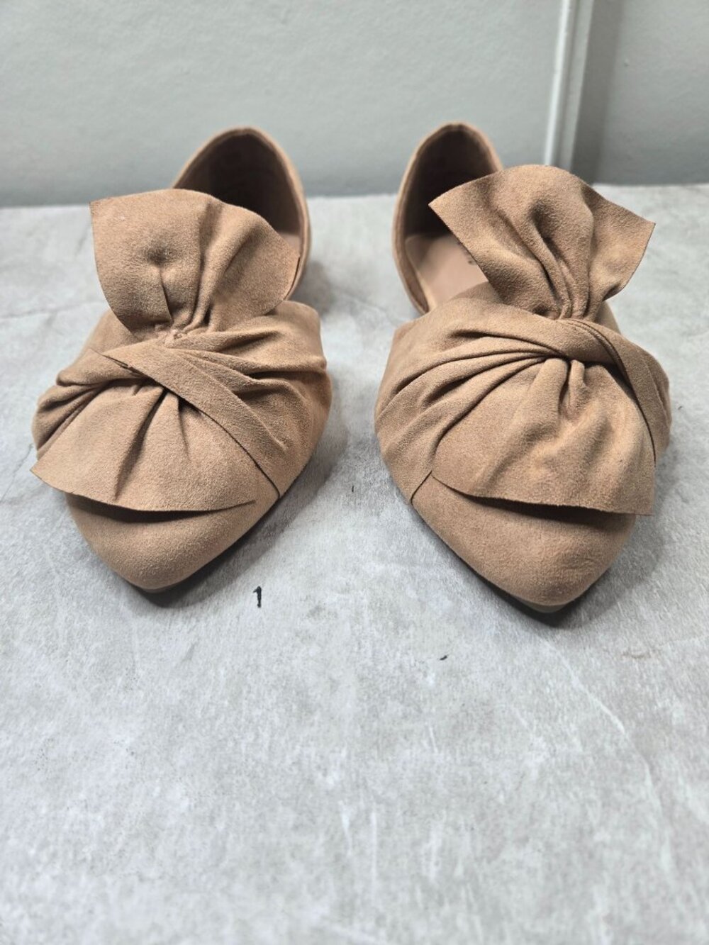 Torrid Knot Ballet Flat 11 Wide Fit Beige Pointed D'orsay Shoe Preppy Minimalist - Picture 3 of 11